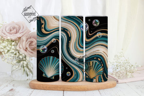 Teal Gold Marble 20oz Tumbler Wrap Sublimation sassyprint 