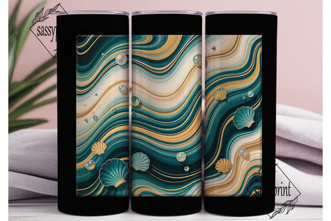 Teal Gold Marble 20oz Tumbler Wrap Sublimation sassyprint 