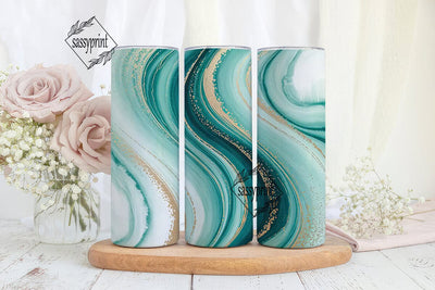 Teal & Gold Marble 20oz Tumbler Wrap Sublimation sassyprint 