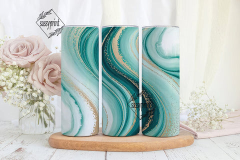 Teal & Gold Marble 20oz Tumbler Wrap Sublimation sassyprint 