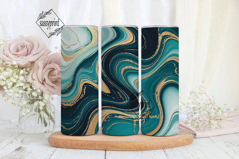 Teal & Gold Marble 20oz Tumbler Wrap Sublimation sassyprint 