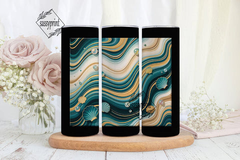 Teal Gold Marble 20oz Tumbler Wrap Sublimation sassyprint 