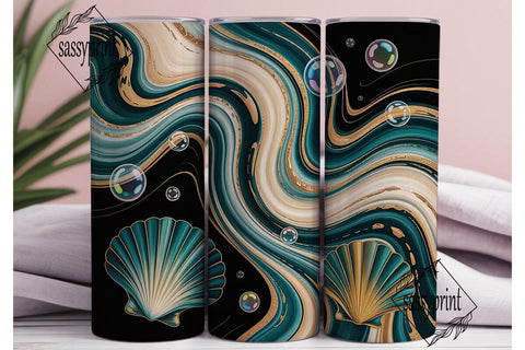 Teal Gold Marble 20oz Tumbler Wrap Sublimation sassyprint 