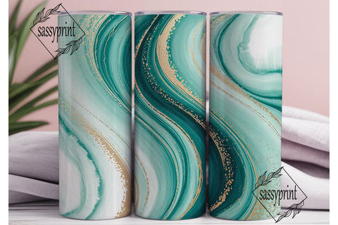 Teal & Gold Marble 20oz Tumbler Wrap Sublimation sassyprint 
