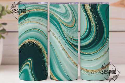 Teal & Gold Marble 20oz Tumbler Wrap Sublimation sassyprint 