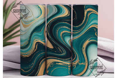 Teal & Gold Marble 20oz Tumbler Wrap Sublimation sassyprint 