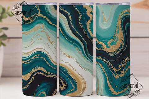 Teal & Gold Marble 20oz Tumbler Wrap Sublimation sassyprint 