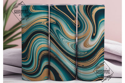Teal & Gold Marble 20oz Tumbler Wrap Sublimation sassyprint 