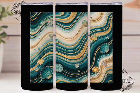 Teal Gold Marble 20oz Tumbler Wrap Sublimation sassyprint 