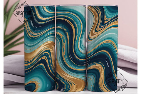 Teal & Gold Marble 20oz Tumbler Wrap Sublimation sassyprint 