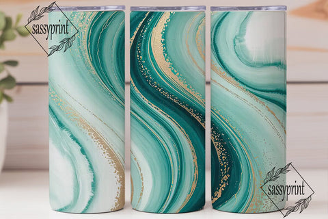 Teal & Gold Marble 20oz Tumbler Wrap Sublimation sassyprint 