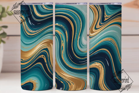 Teal & Gold Marble 20oz Tumbler Wrap Sublimation sassyprint 