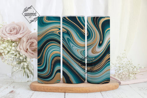 Teal & Gold Marble 20oz Tumbler Wrap Sublimation sassyprint 