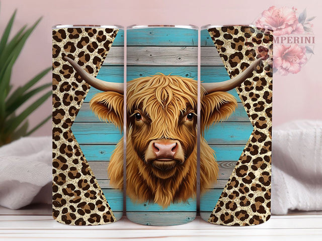 Teal Highland Cow Tumbler Wrap Gift, Teal Cow Design, Farm Animal Gift, Cowhide Pattern, Sublimation Template, 20oz Tumbler Wrap, Country Style Gift Sublimation Li Zamperini 