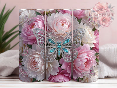 Teal Jeweled Butterfly 20oz Tumbler, Teal Butterfly, Jeweled Butterfly, Teal Jeweled, Butterfly Tumbler, Jeweled Tumbler, Teal Butterfly PNG, 20oz Tumbler Wrap Sublimation Li Zamperini 
