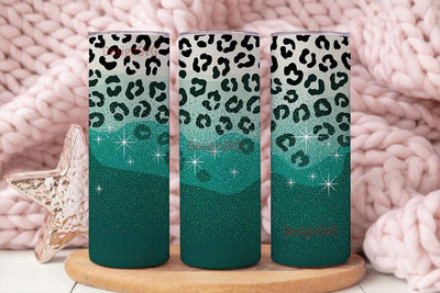 Teal Leopard Glitter 20oz Tumbler Wrap Sublimation DesignSVG 