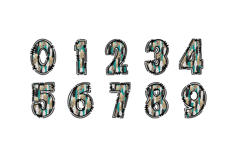 Teal Leopard Glitter Alphabet PNG, Brushstroke Doodle Letters Sublimation BijouBay 