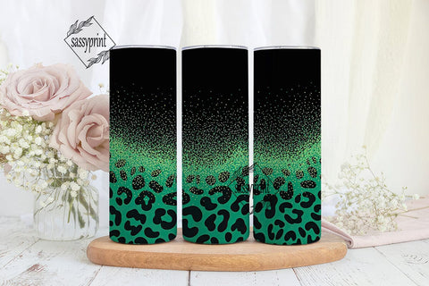 Teal Leopard Glitter Design 20oz Tumbler Sublimation sassyprint 
