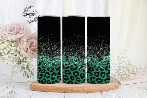 Teal Leopard Glitter Design 20oz Tumbler Sublimation sassyprint 