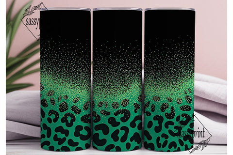 Teal Leopard Glitter Design 20oz Tumbler Sublimation sassyprint 