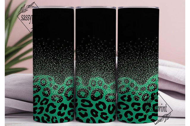 Teal Leopard Glitter Design 20oz Tumbler Sublimation sassyprint 