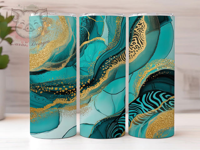 Teal Leopard Zebra Peacock Tumbler Wrap, Zebra Print, Tiger Print, Peacock Theme, Animal Pattern, Bold Wrap, Sublimation Design Sublimation Lara' s Designs 