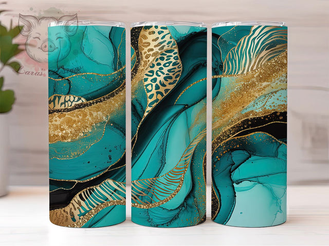 Teal Leopard Zebra Peacock Tumbler Wrap, Zebra Print, Tiger Print, Peacock Theme, Animal Pattern, Bold Wrap, Sublimation Design Sublimation Lara' s Designs 