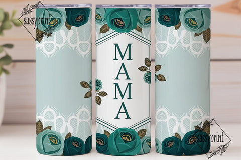 Teal Mama Rose 20oz Tumbler Wrap Sublimation sassyprint 