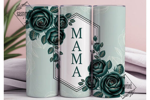 Teal Mama Rose 20oz Tumbler Wrap Sublimation sassyprint 