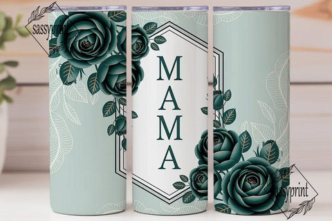 Teal Mama Rose 20oz Tumbler Wrap Sublimation sassyprint 
