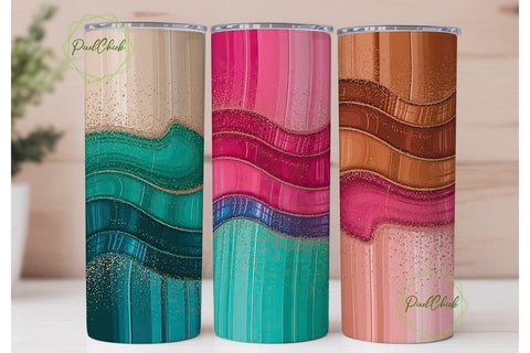 Teal Pink Brown Glitter 20oz Tumbler Sublimation PixelChick 