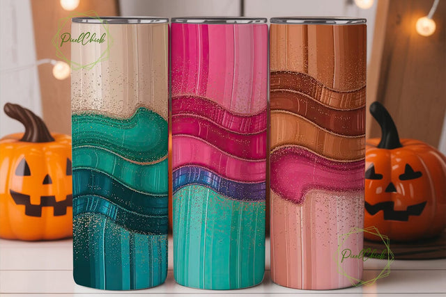 Teal Pink Brown Glitter 20oz Tumbler Sublimation PixelChick 