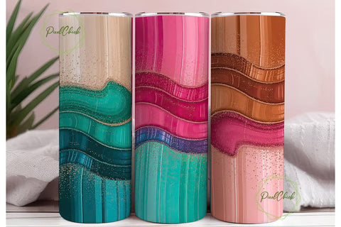 Teal Pink Brown Glitter 20oz Tumbler Sublimation PixelChick 