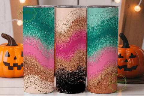 Teal Pink Brown Glitter 20oz Tumbler Sublimation PixelChick 
