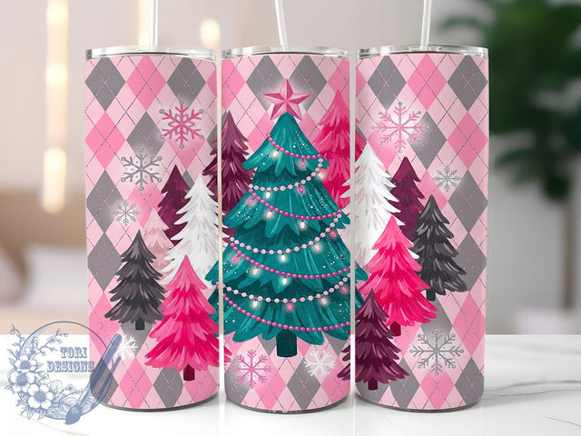Teal Pink Christmas Trees 20oz Tumbler, Teal Pink Tree PNG, Teal Pink Xmas Sub, Colorful Xmas Trees, Pastel Christmas Wrap, Bright Tree Tumbler, Cute Holiday Cup Sub, Pink Teal Xmas PNG Sublimation ToriDesigns 