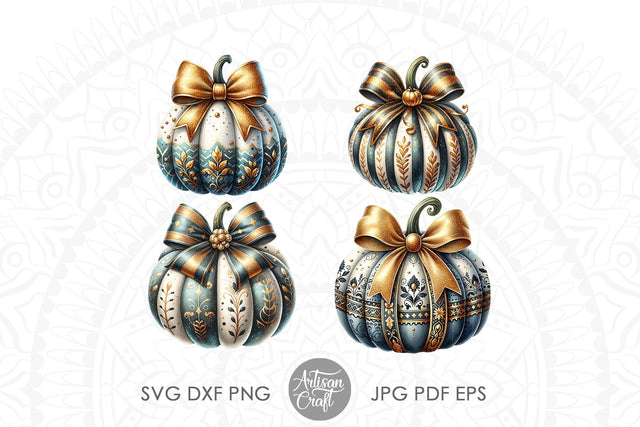 Teal pumpkin, Coquette Bow, Pumpkin Pattern Clipart Sublimation Artisan Craft SVG 