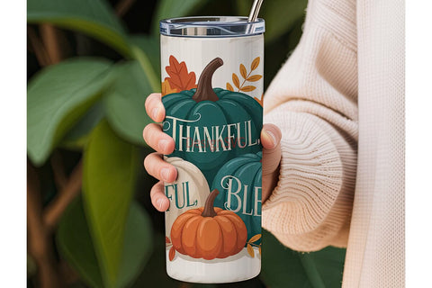 Teal Pumpkin Fall Blessing 20oz Tumbler Sublimation DesignSVG 