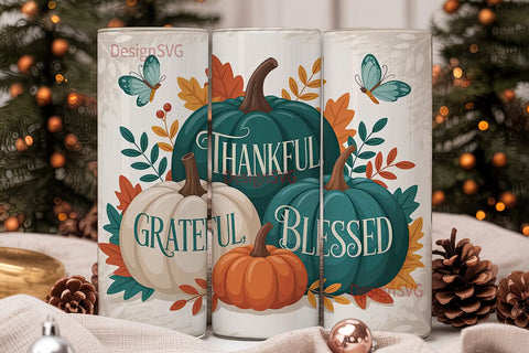 Teal Pumpkin Fall Blessing 20oz Tumbler Sublimation DesignSVG 
