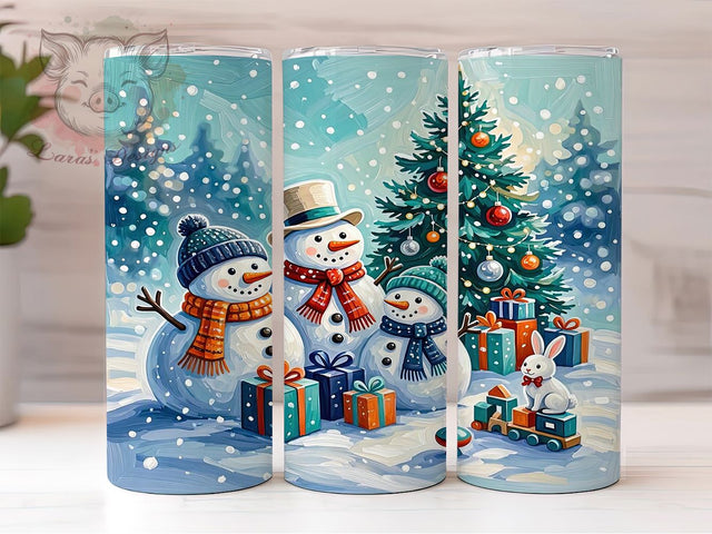 Teal Snowman Christmas 20oz Tumbler, Snowman Holiday Motif, Teal Art Design, Christmas Theme, Festive Accent, Cozy Charm, Sublimation Wrap, 20oz Tumbler Sublimation Lara' s Designs 