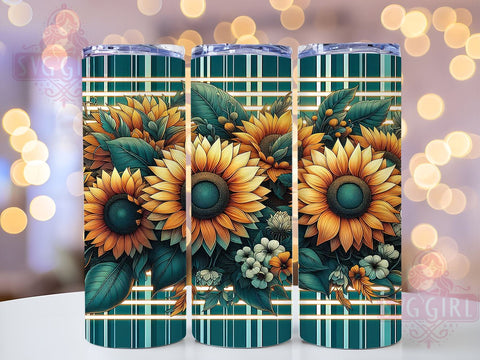 Teal Sunflower 20oz Tumbler Wrap Sublimation Design, Straight Tapered Tumbler Wrap, Sunflowers Tumbler Png, Instant Digital Download Sublimation SvggirlplusArt 