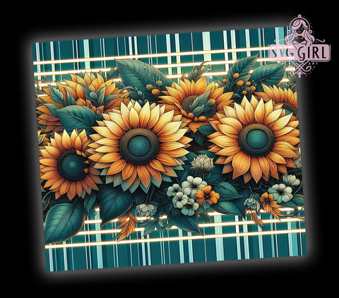 Teal Sunflower 20oz Tumbler Wrap Sublimation Design, Straight Tapered Tumbler Wrap, Sunflowers Tumbler Png, Instant Digital Download Sublimation SvggirlplusArt 