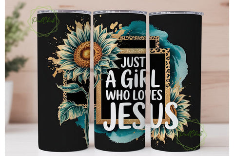 Teal Sunflower Faith 20oz Tumbler Wrap Sublimation PixelChick 