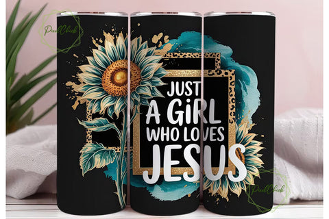 Teal Sunflower Faith 20oz Tumbler Wrap Sublimation PixelChick 