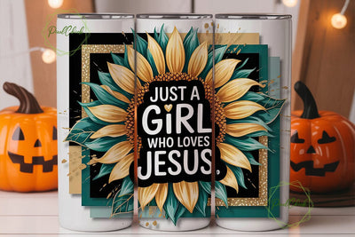 Teal Sunflower Faith 20oz Tumbler Wrap Sublimation PixelChick 