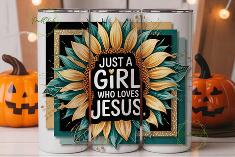 Teal Sunflower Faith 20oz Tumbler Wrap Sublimation PixelChick 