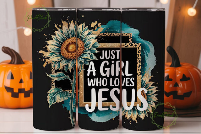 Teal Sunflower Faith 20oz Tumbler Wrap Sublimation PixelChick 