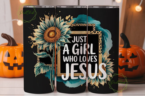 Teal Sunflower Faith 20oz Tumbler Wrap Sublimation PixelChick 