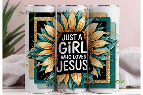 Teal Sunflower Faith 20oz Tumbler Wrap Sublimation PixelChick 