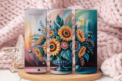 Teal Sunflower Fantasy 20oz Tumbler Wrap Sublimation DesignSVG 