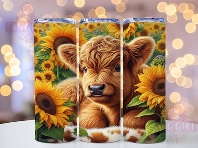 Teal Sunflower Highland Cow Tumbler, Highland Cow Tumbler, Sunflower Cow Wrap, Rustic Farm Cow Wrap, Whimsical Cow Wrap, Sublimation Design, Trendy Gift Idea Sublimation SvggirlplusArt 